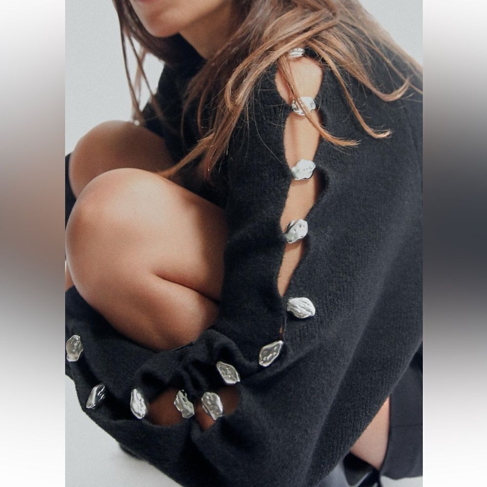 Zara bobble sleeve knit sweater